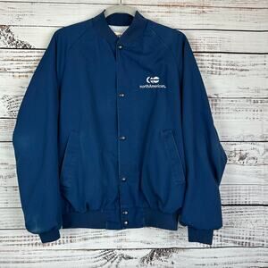 Men's Vintage 80s West Ark USA Blue North American Snap Front Bomber Jacket Sz L